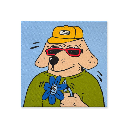 "I promise not to bark anymore" - Original Painting - 20x20 cm